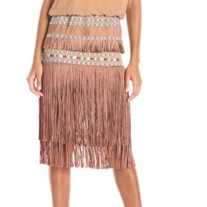 Twelfth Street by Cynthia Vincent Brown Fringed Midi Skirt